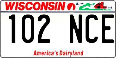 WI license plate 102NCE