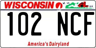 WI license plate 102NCF
