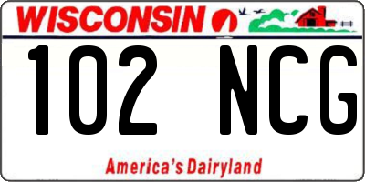 WI license plate 102NCG