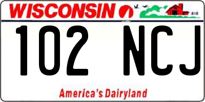 WI license plate 102NCJ