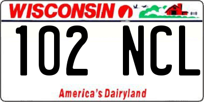WI license plate 102NCL