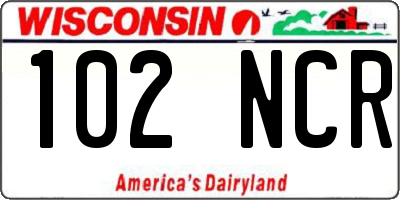 WI license plate 102NCR