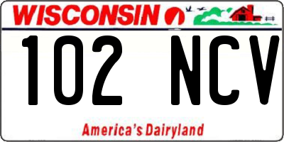 WI license plate 102NCV