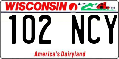 WI license plate 102NCY
