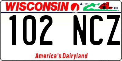 WI license plate 102NCZ