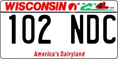 WI license plate 102NDC