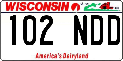 WI license plate 102NDD