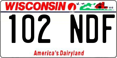 WI license plate 102NDF