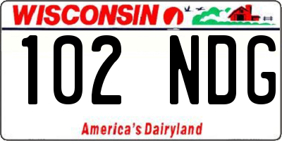 WI license plate 102NDG