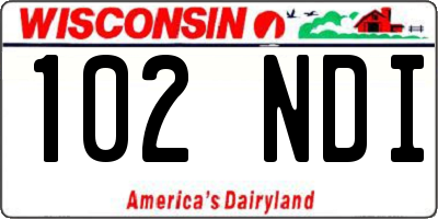 WI license plate 102NDI