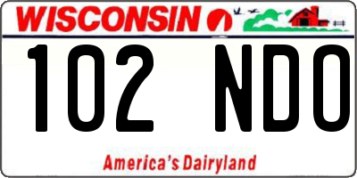 WI license plate 102NDO