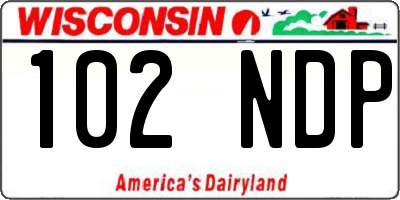 WI license plate 102NDP