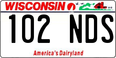 WI license plate 102NDS