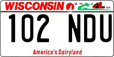 WI license plate 102NDU