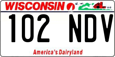 WI license plate 102NDV