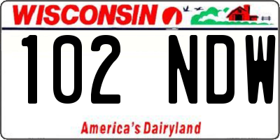 WI license plate 102NDW