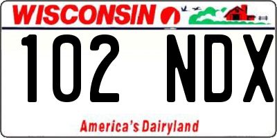 WI license plate 102NDX