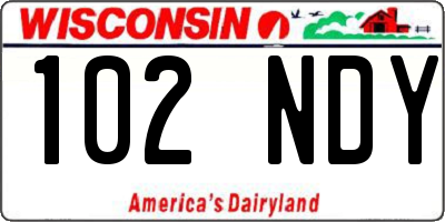 WI license plate 102NDY