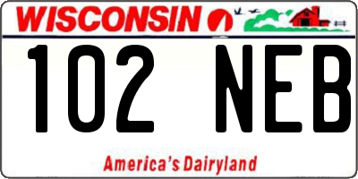 WI license plate 102NEB