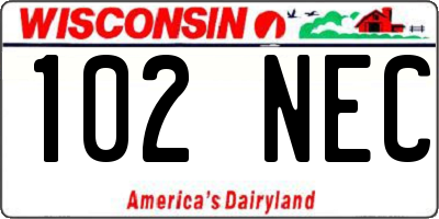 WI license plate 102NEC