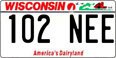 WI license plate 102NEE