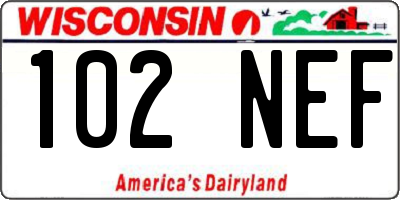 WI license plate 102NEF