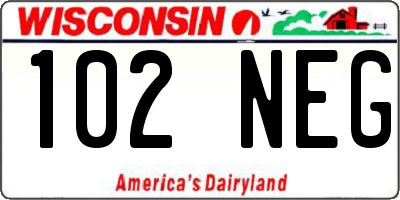 WI license plate 102NEG