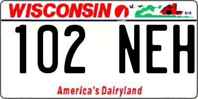 WI license plate 102NEH