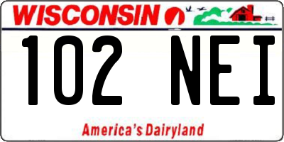 WI license plate 102NEI
