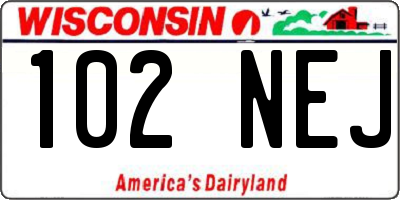 WI license plate 102NEJ