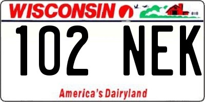WI license plate 102NEK