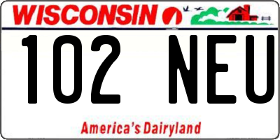 WI license plate 102NEU