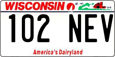 WI license plate 102NEV