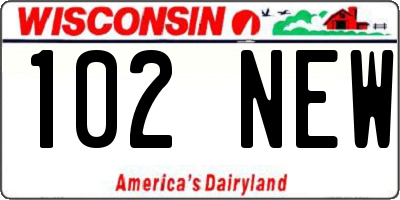 WI license plate 102NEW
