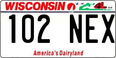 WI license plate 102NEX