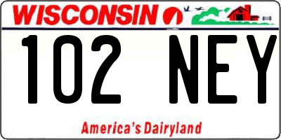WI license plate 102NEY