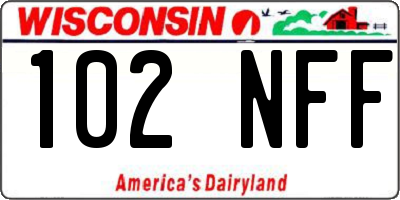 WI license plate 102NFF