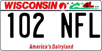 WI license plate 102NFL