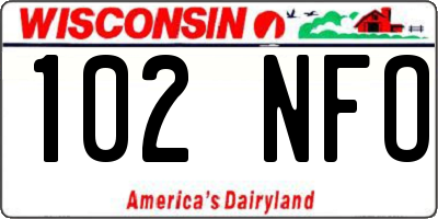 WI license plate 102NFO
