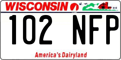 WI license plate 102NFP