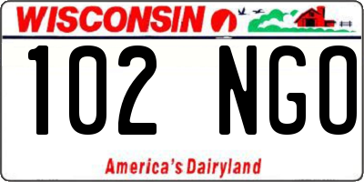 WI license plate 102NGO