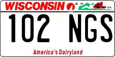 WI license plate 102NGS