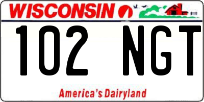 WI license plate 102NGT