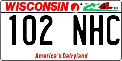 WI license plate 102NHC