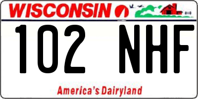 WI license plate 102NHF