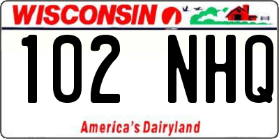 WI license plate 102NHQ