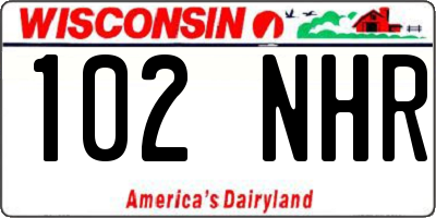 WI license plate 102NHR