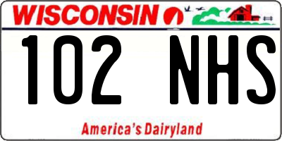 WI license plate 102NHS