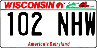 WI license plate 102NHW