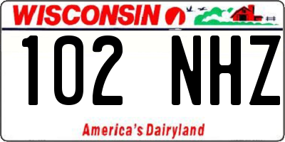 WI license plate 102NHZ